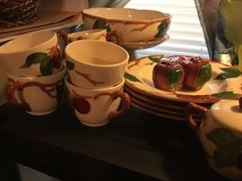 Franciscan Desert Rose - set of 36 pcs including pedestal, cups, saucers, S/P shakers, creamer & sugar bowl, shallow bowls, salad plates & dinner plates