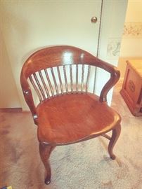 Vintage Library Chair - bent spindle back with Queen Anne Legs