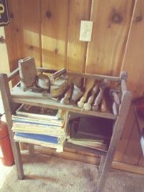 Primitive Tools and Shelving unit. With Music Books