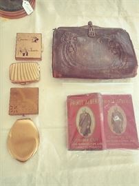 ANTIQUE TOOLED LEATHER PURSE / PRINCE ALBERT (can empty..box full of tobacco..probably pretty stale) VINTAGE COMPACTS