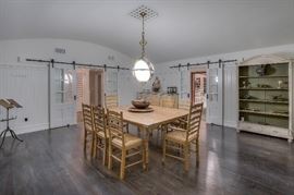 DR table and chairs, antique book stand, sideboard, bookcase,....