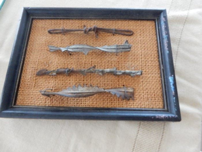 19th century barbed wire, framed