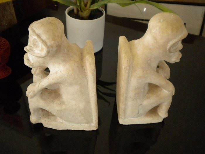 Carved stone bookends