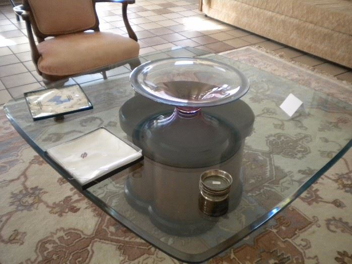 Art glass bowl and coffee table