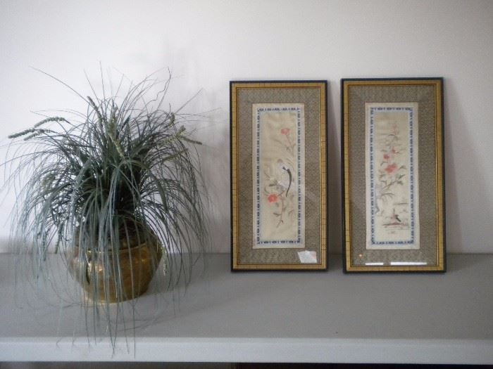 Framed Chinese embroidered panels