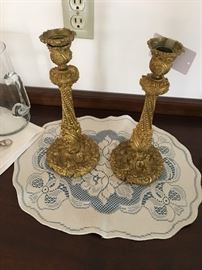 Italian gilt brass candlesticks