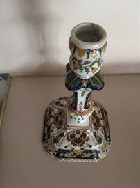 Dutch pottery candlestick