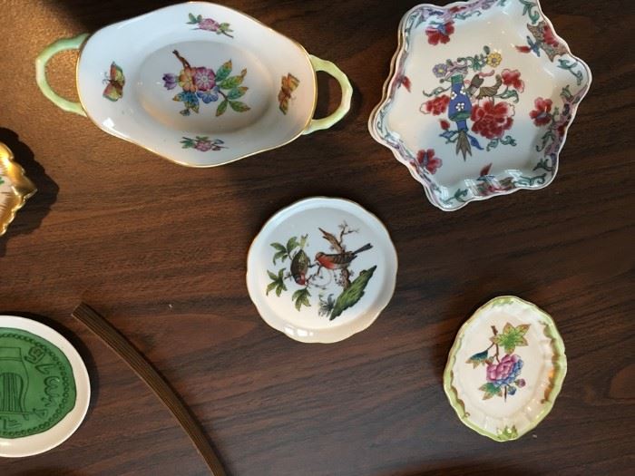 Herend and other triket dishes and coasters