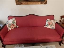 MOSER SOFA UPHOLSTERED IN RED VELVET