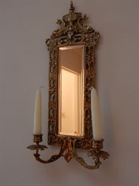  VICTORIAN MIRRORED WALL SCONCE - 1 OF 2