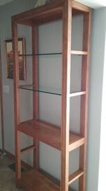 glass & wood book shelf. 