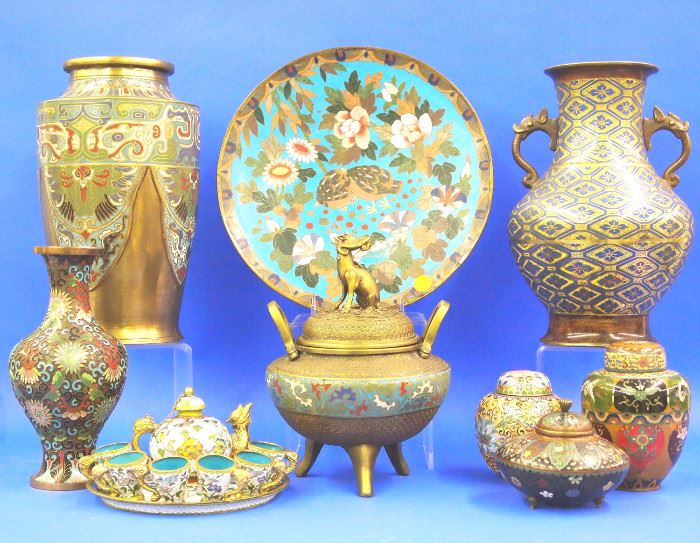 Chinese and Japanese cloisonne