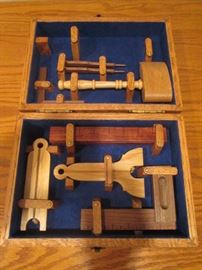 Wood Carved Masonic Tools