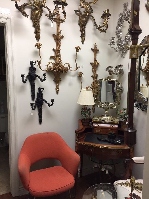 Sconces, French Ladies Desk, Knoll Chair (5 available).