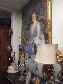 Portrait of Mrs. Sherwin (of Sherwin Williams Paint fame), numerous Lamps, Picture Frames, and Sconces.