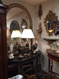 Pairs: Lamps, Garnitures, Candelabra, Wall Sconces, Monumental Consoles with Mirrors