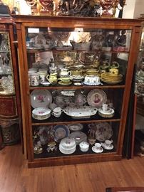 Austrian Biedermeier Cabinet, Quimper Pottery, Continental Porcelain including Meissen "Rose" pattern.