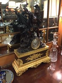 Figural Bronze Mantle Clock