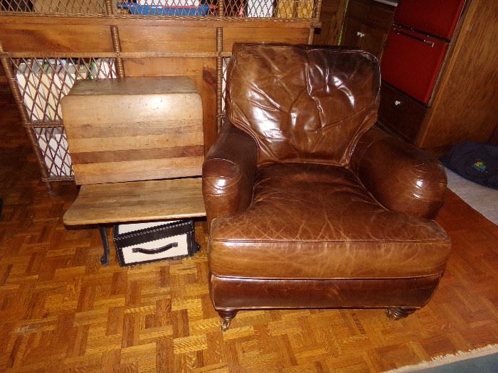 Pair vintage leather chairs