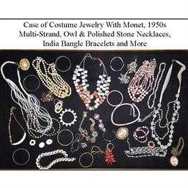 Jewelry Costume Case Monet Owl Multi Stand Rhinestone Necklaces Etc
