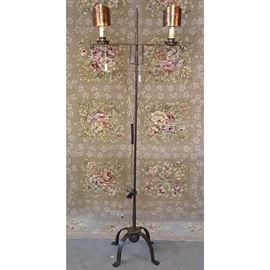 Lighting Double Candle Style Cast Iron Floor Lamp With Mica Candle Shield Shades