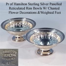 Sterling Silver Bowls With Reticulated Rim Hamilton