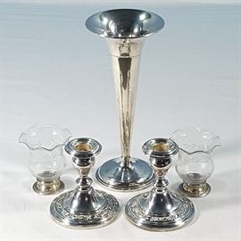 Sterling Silver Trumpet Vase Candlesticks Favor Vases