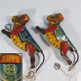 Toys Marx Pressed Steel Tin Litho Zippo the Climbing Monkey