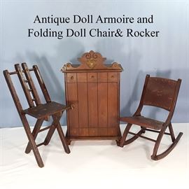 Toys Dolls Armoire Folding Chair And Rocker