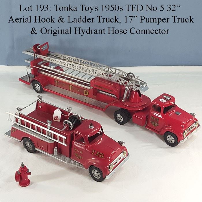 Toys Fire Tonka TFDHook  Ladder Truck Pumper Truck  Hydrant Hose Connector