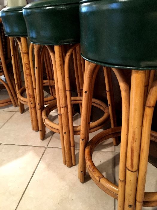 Bamboo and Leather Bar Stools!...