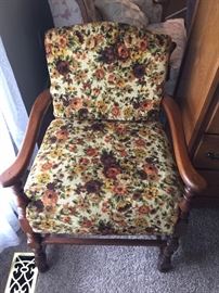 #34	vintage fabric covered wood chair	 $35.00 
