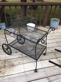#72	Black Wrought Iron Tea Cart (needs one wheel)  33x18x30.5	 $75.00 
