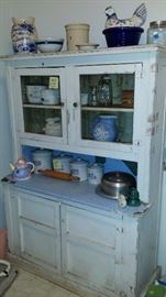 Antique Hutch, Crockery, Corningware 