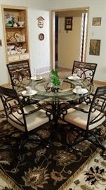 Rug, Dining Table with Tea Sets