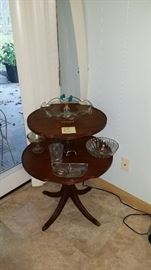 2 Tiered Table with Glassware