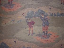 Chair and ottoman with golf print