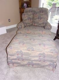 Chair and ottoman with golf print