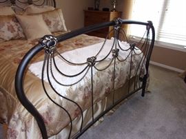 Queen ornate metal/iron head&foot board bed with Queen mattress and box springs