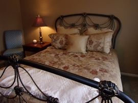 Queen ornate metal/iron head&foot board bed with Queen mattress and box springs