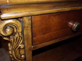 Marble top bar with 3 bar stools solid wood ornate accent and claw feet
