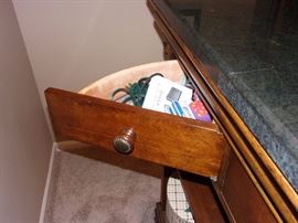 Marble top bar with 3 bar stools solid wood ornate accent and claw feet