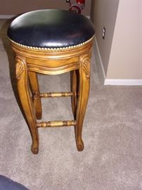 Marble top bar with 3 bar stools solid wood ornate accent and claw feet