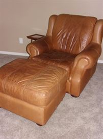 Buckskin leather roll armed living room set with Two Sofas/Couch, Chair, and Ottoman. Your family room will never feel better!