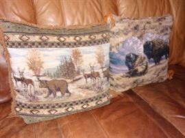 Buckskin leather roll armed living room set with Two Sofas/Couch, Chair, and Ottoman. Your family room will never feel better!