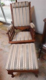 ANTIQUE CHAIR WITH OTTOMAN