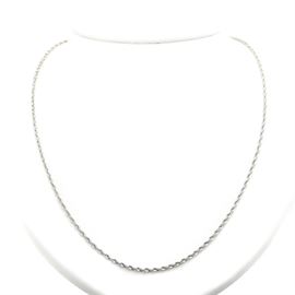 14K White Gold Fancy Link Necklace: A 14K white gold fancy link chain necklace with a base metal clasp and tag.