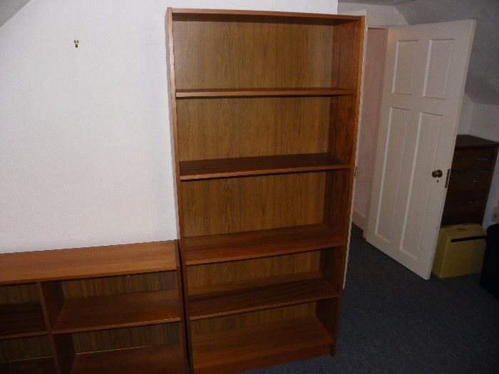 teak shelves.