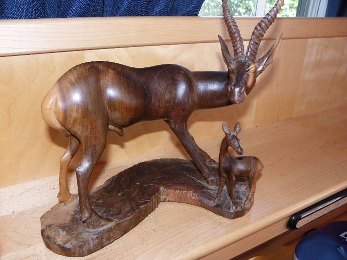Hand carved wood antelope from Kenya.