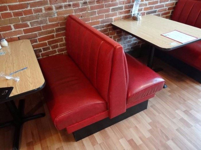41” Red Vinyl Padded Double Booth Seating